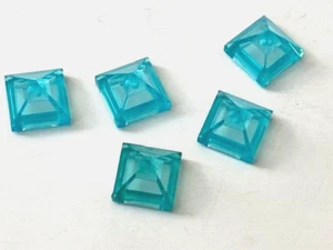 LEGO Parts: 1x1 Pyramid Tile Brick, Part# 22388, Translucent Blue - 5 Pieces - Picture 1 of 1