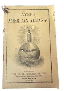 Vintage Ayer's American Almanac 1892 Sarsaparilla Medizin Antik - Bild 1 von 6