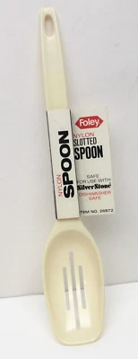 Vintage Foley Nylon Slotted Spoon #26872 White 2" x 11" Dishwasher Safe USA NOS - Image 1 of 4