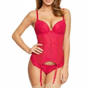Figleaves Juliette Underwired Lace Basque 173531 Red BNWT RRP £30 - Picture 1 of 4
