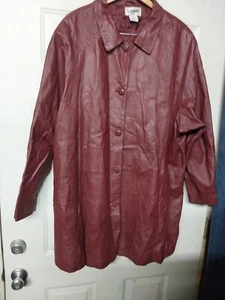 Vintage Bagatelle Genuine Leather Trench Coat/Jacket  Burgundy Size 3X  - Picture 1 of 10
