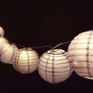 Lavender Round Paper Lantern Party String Lights (4" Lanterns, 8FT Black Cord) - Picture 1 of 5