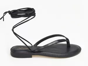 Antike griechische Ledersandalen Damenstil handgefertigt Schnürung Gladiator Riemen - Bild 1 von 3