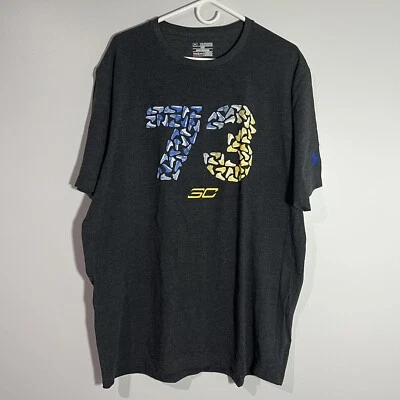 Camiseta de baloncesto Under Armour Warriors Steph Curry 73 Wins gris azul para hombre 2XL Foto 1 de 4