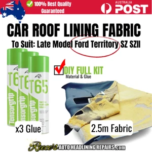 X3 Glue & 2.5m #6 Light Oyster Ford Territory SZ Headlining Roof Lining Material - Picture 1 of 7