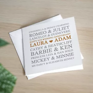 Tarjeta de aniversario de boda de octavo bronce personalizada hecha a mano - para ellos, parejas - Imagen 1 de 3