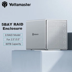 Yottamaster 5 Bay RAID USB 3.1 C Hard Drive Enclosure Fits 2.5/3.5" SATA HDD SSD - Afbeelding 1 van 9
