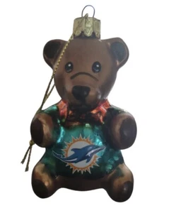 Topperscot blowned glass teddy bear miami dolphins ornament - Picture 1 of 1