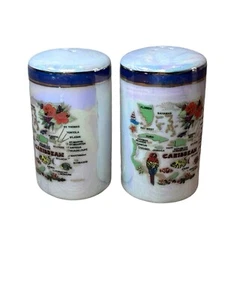 Caribbean Islands Souvenir Pearlescent Ceramic Salt & Pepper Shakers - Picture 1 of 4