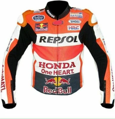 Honda Repsol One Heart Racing Motorbike Leather Biker Jacket (Cowhide 1.3 Thick) - Image 1 of 4
