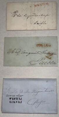 Mexico 12 Stampless Covers 1827 To 1856 Lagos Los Reyes San Dimas Rio Grande XF - Image 1 of 4