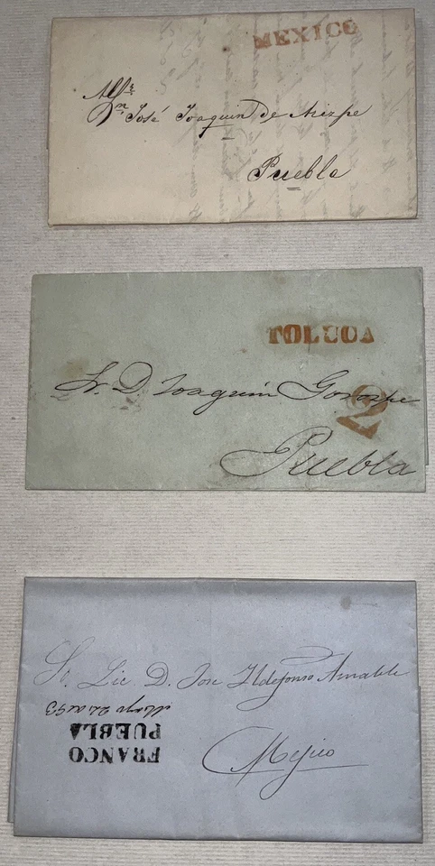 Mexico 12 Stampless Covers 1827 To 1856 Lagos Los Reyes San Dimas Rio Grande XF - Image 1 of 4