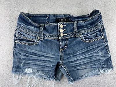 Pantalones Cortos Premier Para Mujer 7 Azul Denim Jean Corte Envejecido Mezcla de Algodón 30x3 Foto 1 de 4