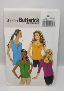UNCUT! Butterick Fast & Easy Misses' Top Sewing Pattern, B5354, Sizes 14-20 - Picture 1 of 2