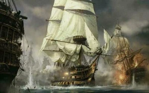 TOILE TABLEAUX  BATAILLE NAVALE  50X70 CM - Imagen 1 de 4