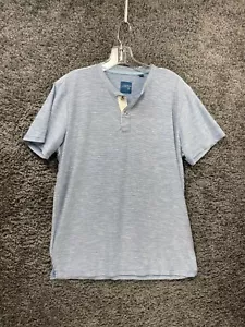 Essex Crossing Henley Shirt Men Large Blue Super Soft Stretch Short Sleeve Casua - Picture 1 of 13
