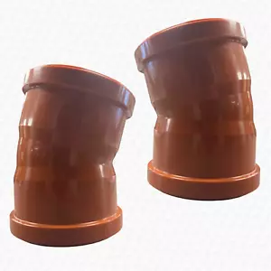 PAIR OF 110mm Underground Drainage Bends 15 Degrees Double Socket Slight Bend - Picture 1 of 4