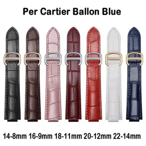 Lederband für Cartier Ballon Bleu 14-8mm 16-9mm 18-11mm 20-12mm 22-14mm - Bild 1 von 17