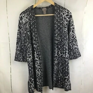 Chico's Easywear Women’s Black/Gray Open Front Cardigan Sweater Sz.S/4 Chico’s 0 - Picture 1 of 12