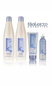 SALERM KERATIN KIT Shot Shampoo Serum Straigthener Cream Deep Impact Plus Pack