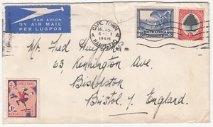 BOAC Airmail Cover with Christmas Stamp: Cape Town to Bristol, 6 December 1948 - Picture 1 of 2