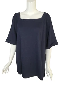 Camiseta TALBOTS MUJER Azul Medianoche Algodón Slub Jersey Cuello Barco Talla 3X Nueva con Etiquetas - Imagen 1 de 3