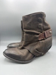 Sheridan Mia Distressed Brown Leather Ankle Boots Womens Size 39 - Picture 1 of 8