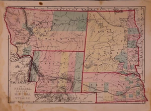 1875 Map ~ NEBRASKA & The TERRITORIES of MONTANA, WYOMING, DAKOTA~ (14x19)-#08 - Picture 1 of 3