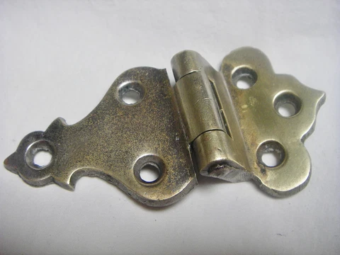 Vintage 3 3/4" Decorative Nickel Plated Cast Brass Hinge #2780 w/ 7/16" Offset Cover