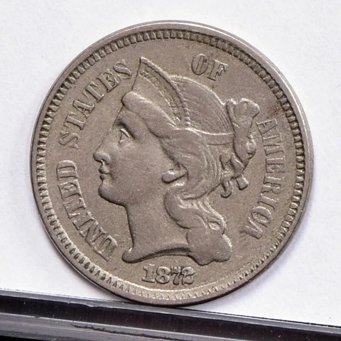 1872 Three Cent Nickel 3CN - XF/AU Details, Cleaned (#48791-L) Cover