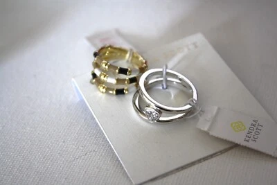 Kendra Scott Plata Doble Banda y Essie Conjunto de Dos Anillos Talla 6, 8 Nuevo Con Etiquetas Foto 1 de 3