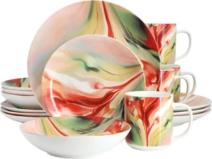 Juego de vajilla de porcelana brillante colorida Elama Autumn Storm 16 piezas servicio para 4 - Imagen 1 de 5