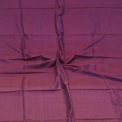 Vintage Purple 100%Pure Silk Handloom Checks Sari Remnant 4YD Craft Fabric Scrap - Image 1 of 4