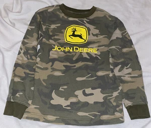 John Deere Long Sleeve T Shirt Camo W Yellow Logo Size 7 - Picture 1 of 6