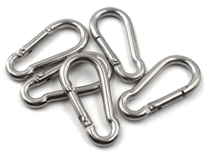 small STAINLESS STEEL Carabiner Clip Clasp SPRING HOOK Keyring Chain, 4mm x 40mm