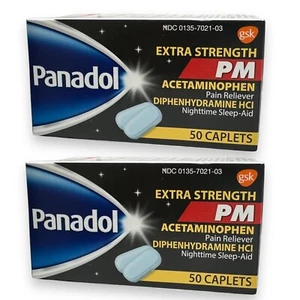 Panadol PM Extra Strength 500mg Acetaminophen Sleep-Aid 100 Caplets Exp 2026 - Picture 1 of 3