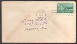 US. 1019. 3c. Washington Territory, 100th Anniv.. FDC. 1953 - Picture 1 of 2