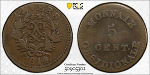 1814 Siege Of Antwerp 5 Centimes PCGS VF 25 - Picture 1 of 1
