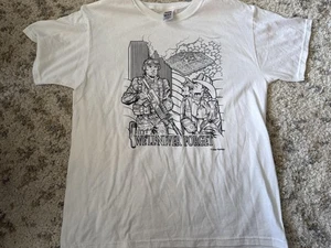 VTG We'll Never Forget 9/11 Tribute Shirt Mens Large White Patriotic twin towers - Picture 1 of 5