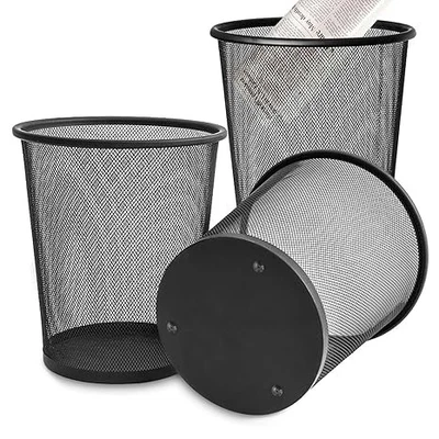  Waste Paper Bin, 12 Litres, 3 Pack Mesh, Metal Wire Waste Basket Lightweight - Image 1 of 3
