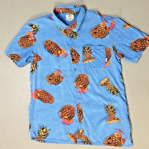 Vans Off the Wall Shirt Mens M Button Front Hawaiian  Pineapple Drink Tropical - Picture 1 of 13