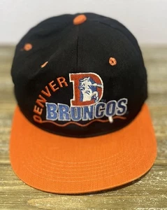 Vintage Denver Broncos Men's Hat Tie Fitting Black 1990s #1 Apparel Made In USA - Picture 1 of 8