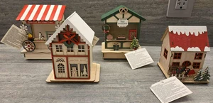 4 casas y soportes de madera cortados con láser súper lindos para decoración de pueblo de Navidad - Imagen 1 de 7