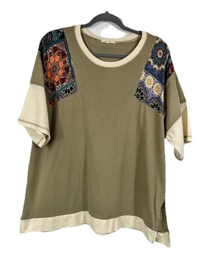 Túnica caballete para mujer con retazos talla M de gran tamaño manga corta campesina Foto 1 de 4