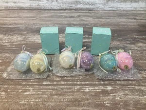 Vintage MIB Russ Pretty Pastels Pearlized Glass Egg Ornaments Lot of 6 - Picture 1 of 10