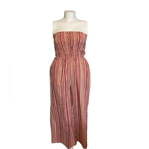 Cupshe tuta tubino donna a righe smocked gamba larga taglia L - Foto 1 di 12