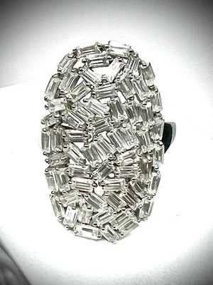 GP Art Deco Collection White Zircon Ring 5.00 ctw Rhodium Over 925 SS Size 7 New - Image 1 of 4