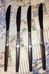 Interpur INR2 Stainless Japan Flatware Brown Scroll Neck Set of 4 Dinner Knives - Picture 1 of 2