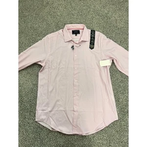 Report Collection Men Slim Fit Red Striped Button Up L/G - Picture 1 of 6