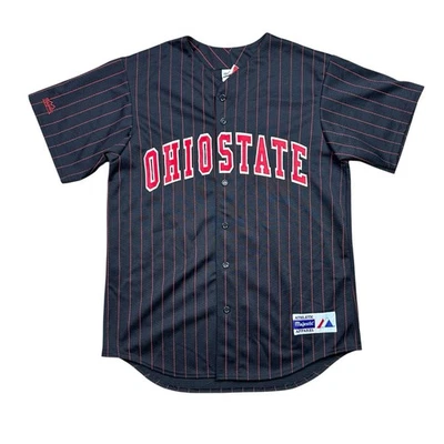 Винтажная бейсбольная футболка штата Огайо на пуговицах NCCA сделано в США Majestic размер средний - Изображение 1 из 4